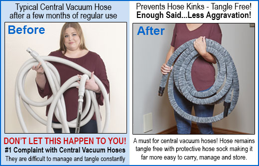 central vacuum hose before and after with hose sock