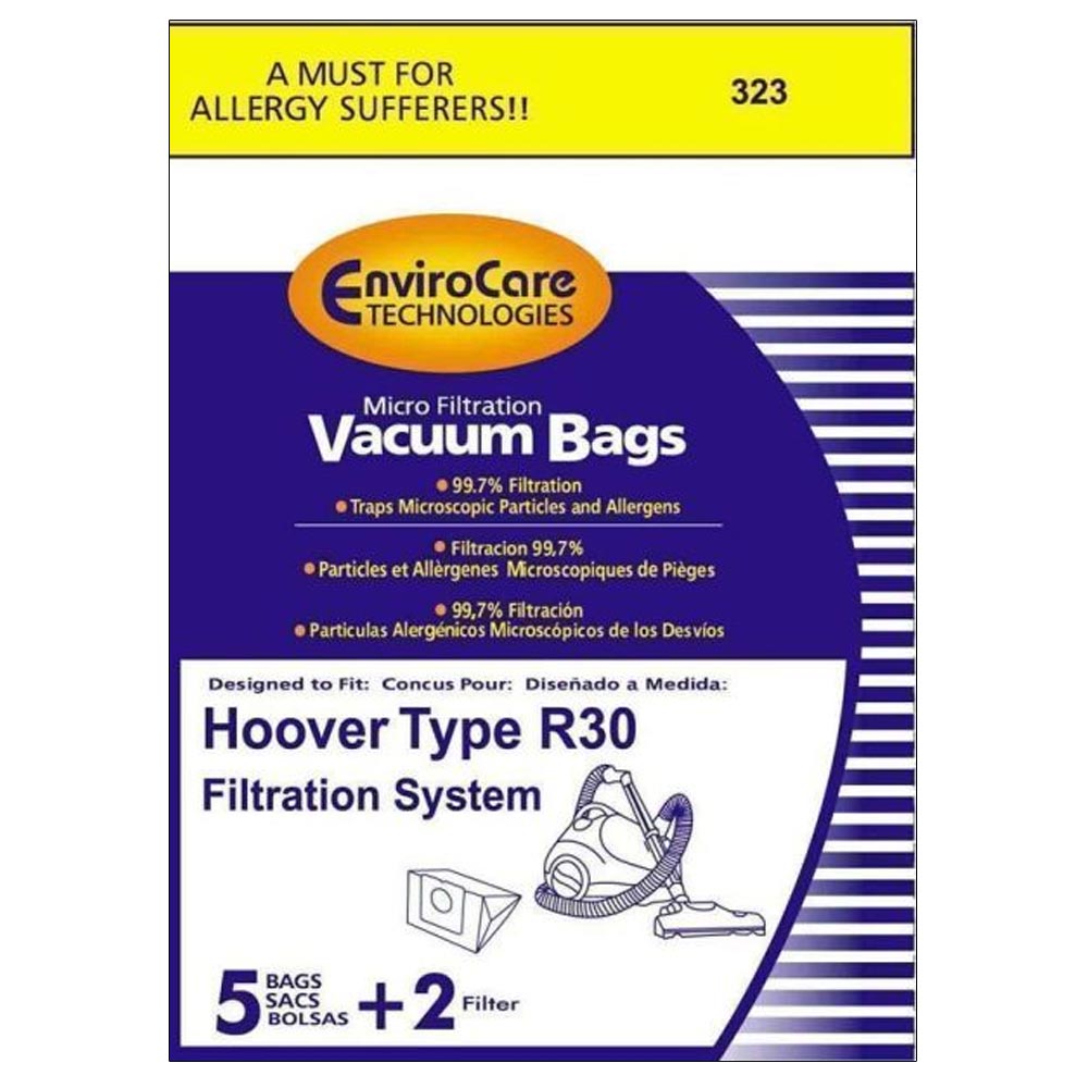 Hoover Type R30 Replacement Microlined Bags with Filters, 5+2 pack