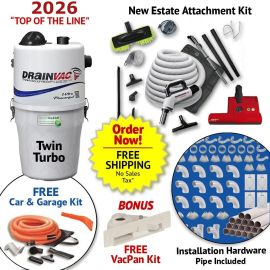 Drainvac Central Vacuum All In One Estate Package
