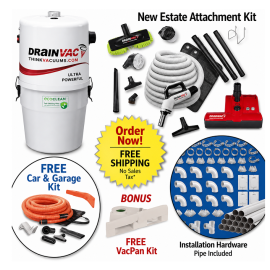 Drainvac Central Vacuum All In One Cobra/Python Package