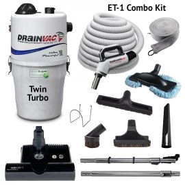 Drainvac Twin Turbo Central Vacuum And ET-1 Combo Kit