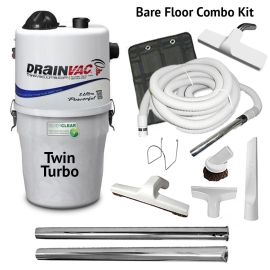 Drainvac Twin Turbo Central Vacuum And Bare Floor Combo Kit