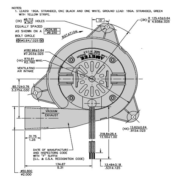 アンプ meltama Ametek-Lamb (117470) - Central Vacuum Motor for Vacuflo and Nutone