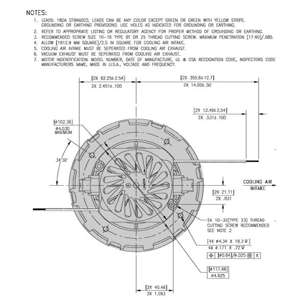 Ametek-Lamb (117944) Central Vacuum Motor - Call 1-800-322-2965