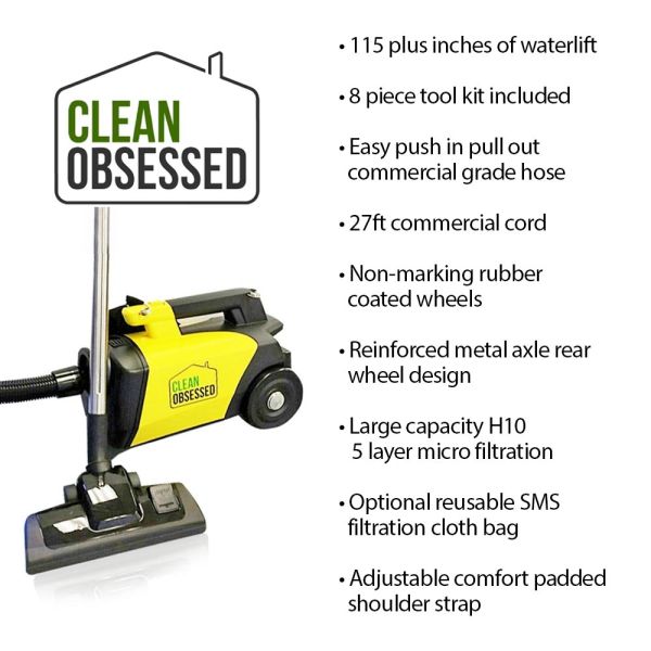 Clean Obsessed CO711 - Commercial HEPA Canister Vacuum