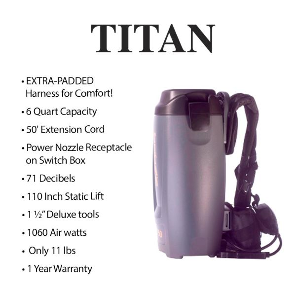 Titan T750 Corded 6 QT Backpack Vacuum Cleaner