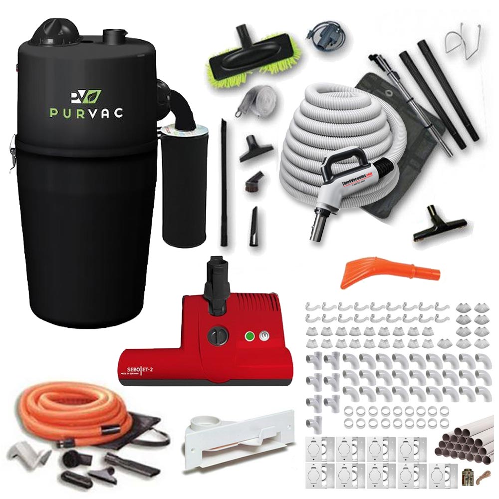 PurVac Estate Central Vacuum Package (12 Inlet Kit) w/ Lifetime Warranty