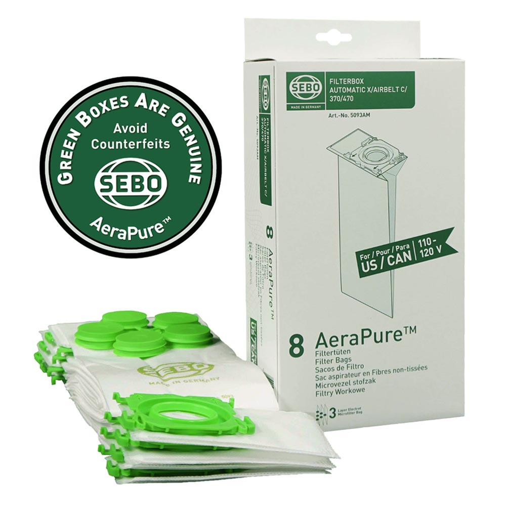 Sebo Servicebox X - Kit Ricambio Per Aspirapolvere Sebo X, G, C, 370, 470, TM 375, TM 455 - 10 Sacchetti + Filtri