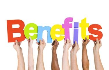Multi Ethnic People Holding The Word Benefits