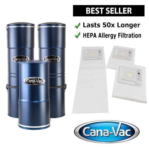 CanaVac "Most Popular" Disposable HEPA Central Vacuum Bags 3 pack