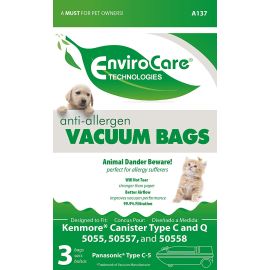 Kenmore Style C and Q 5055/ 50558 Allergen Replacement Cloth Bag A137