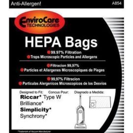 Riccar/Simplicity Type W HEPA Type Micro Lined Cloth Bags A854