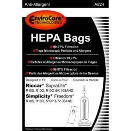 Riccar/Simplicity HEPA Type Micro Lined Cloth Bags A824