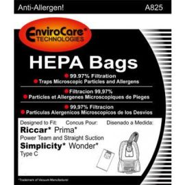 Riccar Prima/Simplicity Wonder Type C HEPA Type Bags A825