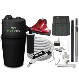 Purvac Great White Central Vacuum & TurboCat Pro Combo Kit 