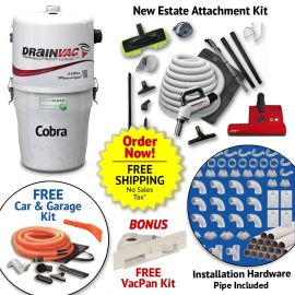 Drainvac Central Vacuum All In One Cobra Package