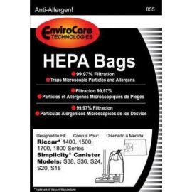 Riccar/Simplicity HEPA Type Micro Lined 1400/1500 Series Paper Bags 855