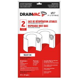 DrainVac SAC-14 Side Fill 9-Gallon Paper Allergy Bags