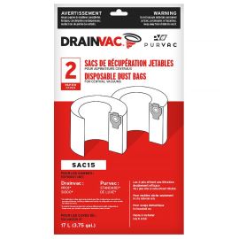 DrainVac SAC-15 Side Fill 4-Gallon Paper Allergy Bags 