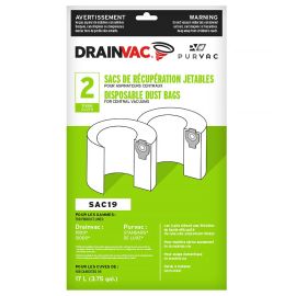 DrainVac SAC-19 Side Fill 4-Gallons Cloth HEPA Type Allergy Bags