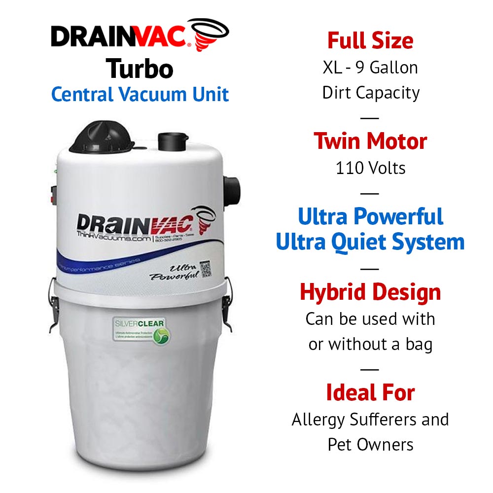 Drainvac Turbo Central Vacuum & TurboCat Pro Combo Kit