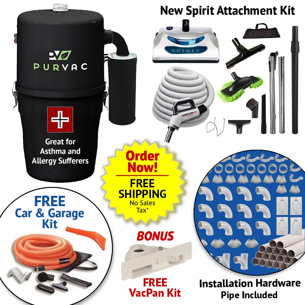 Purvac Central Vacuum 4 Inlet Builders Package Lifetime Warranty